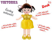 Bábika Viktorka handrová 32 cm česky hovoriaca na batérie žltá 0 m+