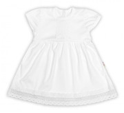 Luxusné šatôčky s čipkou SOFIA, krátkym rukávom + čelenka, 2D sada, bielo