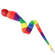 Loptička mäkká s dlhým chvostíkom látka 100 cm dúhový