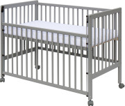 Detská postieľka - Scarlett DOMINIK (borovica), sťahovacia bočnica - 120 x 60 cm - šedá