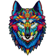 Drevené farebné puzzle - Majestátny vlk