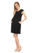 Tehotenské šaty/tunika čierne s mašličkou Veľ. S/M