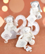 Darčeková sada Plyšový medvedík s úchytom na cumlík a dečkou šedý 20 cm Doudou