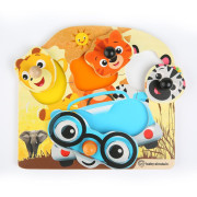 Hračka drevená puzzle Friendy Safari Faces Hape 12 m+