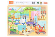 Drevené puzzle 48 dielikov Viga - stavebné stroje