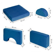 Kreatívna detská pohovka z mäkkých vankúšov - skladací modulárny set 8 dielov - tm. modrá