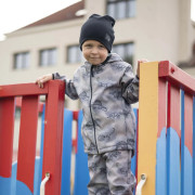 Detská softshellová bunda Duo Dino dobrodruh - šedá Esito