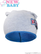 Jesenná detská čiapočka New Baby In-line šedo-modrá veľ. 110