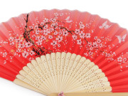 Vejár textilný s metalickými detailmi červená