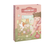 Omaľovánky s pastelkami a samolepkami Rosa Fairy Garden Little Dutch