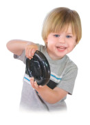 BB Junior RC - modré Bugatti Divo so svetlami a zvukmi na diaľkové ovládanie s volantom 2,4 Ghz