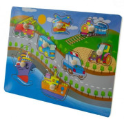 Drevené zábavné puzzle vkladacie 30 x 22,5 cm Ulica