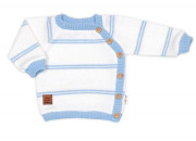 Pletená sada pre bábätko s jemným prúžkom 3dielna lux modrá - biela Baby Nellys