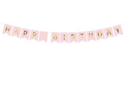 Závesný baner "Happy birthday" ružový