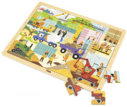 Drevené puzzle 48 dielikov Viga - stavebné stroje