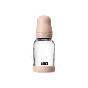 Antikoliková sklenená fľaša s kaučukovým cumlíkom 120 ml Bibs Baby blue