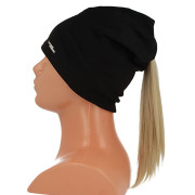 Dievčenská spadnutá čiapka s otvorom na cop čierna RDX