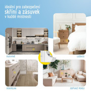 Magnetické zámky biele na skrine a zásuvky sada 4 ks + 1x magnetický kľúč Sipo