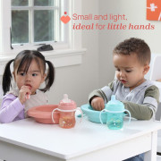 Lyžička a vidlička nerez - teal 18 m+ Chicco