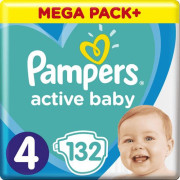 Plienky Active Baby 4 MAXI 9-14kg 132ks Pampers