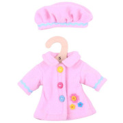 Ružový kabátik s gombíkmi pre bábiku Bigjigs Toys 28 cm