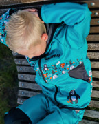 Softshellová bunda detská Medvede tyrkysová Wamu