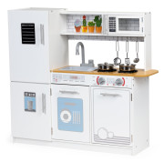 Detská drevená kuchynka s LED osvetlením a hrncami