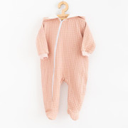 Dojčenský mušelínový overal s kapucňou New Baby Comfort clothes ružová