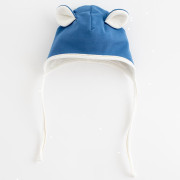 Jarná dojčenská čiapočka so šatkou na krk Sebastian modrá New Baby