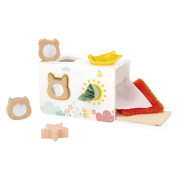 Drevené triedenie tvarov s látkami Pure Janod