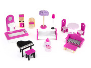 Drevený domček pre bábiky s nábytkom a LED osvetlením