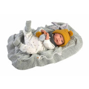 Obleček pre bábiku bábätko New Born veľkosti 40-42 cm Llorens 4dielny šedo-biely