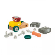 Drevená stavebnica auto s náradím Medveď 25 ks BricoKids Janod