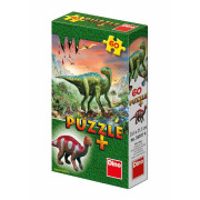 Puzzle Dinosaury 60 dielikov+figúrka v krabičke