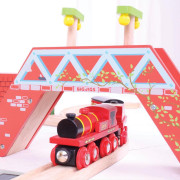 Červená lokomotíva s tendrem + 3 koľaje Bigjigs Rail