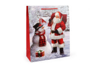 Vianočná darčeková taška s glitrami 32 x 26 x 10 cm Santa 3