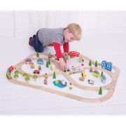 Drevená vláčikodráha mesto a dedina 91 dielov Bigjigs Rail