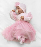 Luxusná 4D slávnostná sada oblečenia pre bábätko Girl ružová