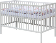 Detská postieľka s kompletnou výbavou biela 120 x 60 cm Zajačik ružový Scarlett