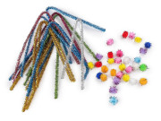 Kreatívna sada chlpaté drôtiky a brmbolce s lurexom