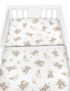 Sada do postieľky Mantinel s obliečkami, 3D sada - Malý Macko, biela/béžová Baby Nellys