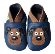 Kožené capáčky Barefoot Veľ. XXL (2-3 roky) Hopi Hop Psík na modrej