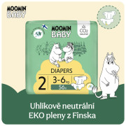 Jednorazové eko plienky 2 Newborn 3–6 kg (56 ks), Moomin baby
