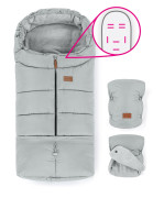 Zimný set fusak Jibot horizontal 3v1 + rukavice na kočík Jasie Petite & Mars