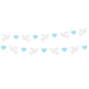 Girlanda papierová hrdličky - modré srdce 150 cm