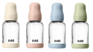 Sklenená fľaša proti kolike so silikónovým cumlíkom 120 ml BIBS