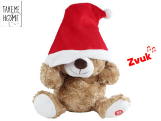 Medveď plyšový nasadzujúci si santovskú čiapku zvuk Take Me Home