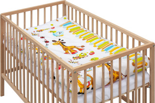 Detská postieľka s kompletnou výbavou prírodná 120 x 60 cm Arama Scarlett