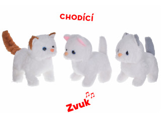 Mačka plyšová na batérie chodiaca so zvukom 16 cm