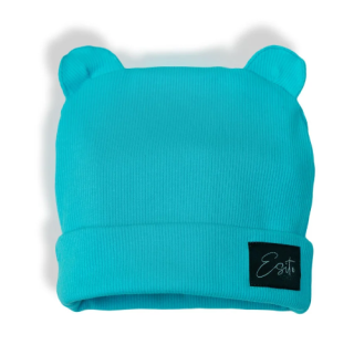 Zimná rebrovaná čiapka s uškami Color Turquoise tyrkysová Esito